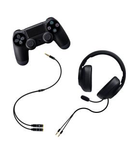 Cable Estreo Nanocable 10.24.1202  Jack 3.5 Macho - 2x Jack 3.5 Hembra  30cm  Negro