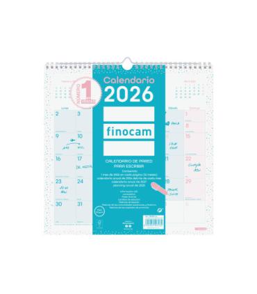 CALENDARIO 2026 PARED TRENDY CHIC ESCRIBIR 300X300MM TURQUESA FINOCAM 787005826