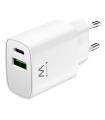 CARGADOR MOVIL EWENT CARGA RAPIDA PUERTOS USB-C Y USB-A 20W BLANCO
