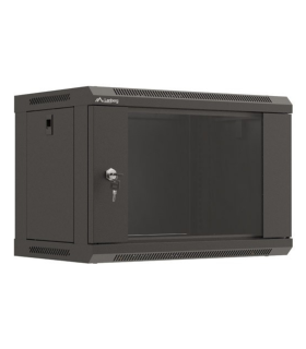 ARMARIO LANBERG MURAL RACK 19\" 6U 540X350 FLAT PACK NEGRO PUERTA CRISTAL