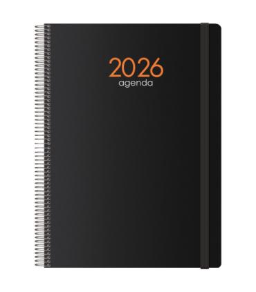 AGENDA 2026 SYNCRO ESPIRAL DA PGINA 21 X 29 CM. NEGRO DOHE 11617 - 26