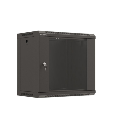 ARMARIO LANBERG MURAL RACK 19\" 9U 540X350 FLAT PACK NEGRO PUERTA CRISTAL