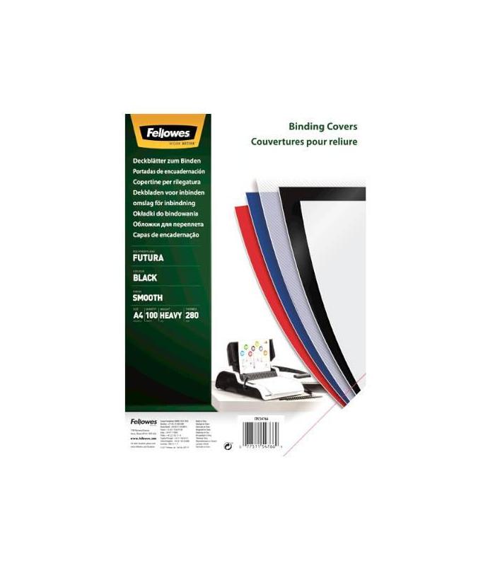 PACK 100 PORTADAS POLIPROPILENO NEGRO 450 MICRAS A4 FELLOWES 54772