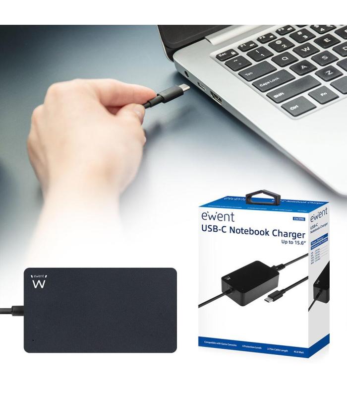 CARGADOR PORTATIL EWENT USB-C 45W NEGRO