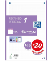 RECAMBIO COLOR 1 A4 100+20 HOJAS 5X5 LILA 90GRS OXFORD 400158164