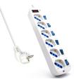 REGLETA EWENT 6 TOMAS SHUKO 16A CON INTERRUPTOR ON/OFF 5M BLANCA