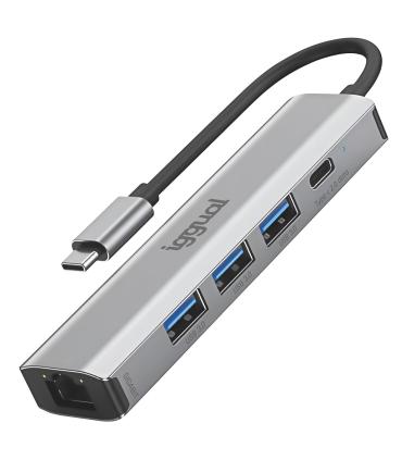 Iggual Hub Tipo C 5 Puertos 3xUSB + RJ45 + Tipo C
