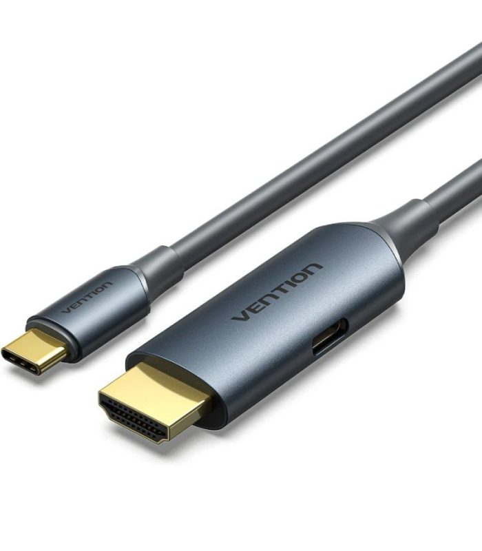 Cable Conversor HDMI 2.0 4K Vention ABLHG/ USB Tipo-C Macho - HDMI Macho/ USB Tipo-C PD 1.5m/ Gris