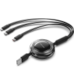 Cable USB Retrctil Vention TRJBBE/ USB Macho - Lightning/ 2xUSB Tipo-C/ Hasta 17.5W/ 10Gbps/ 1.1m/ Negro