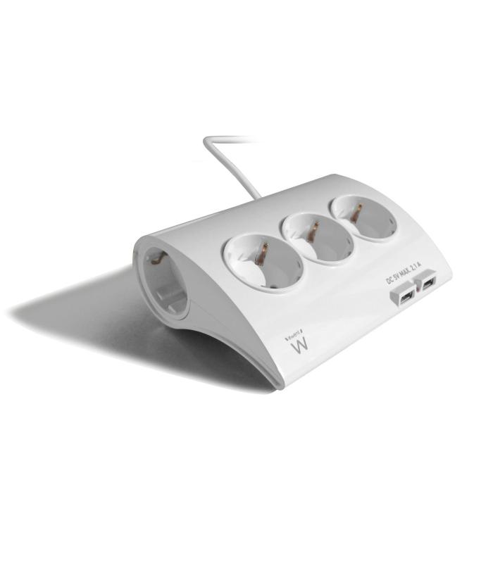 EWENT EW3935 Regleta 5 Schuko + 2 Usb 2.1A