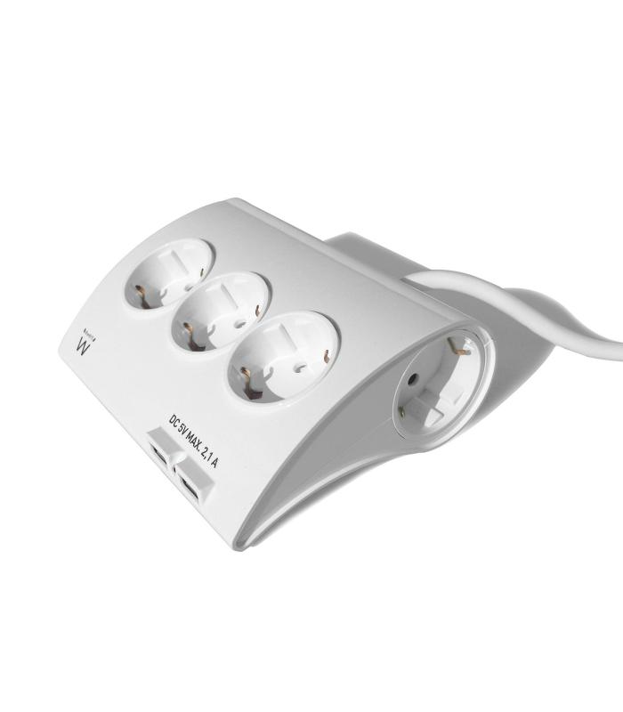 EWENT EW3935 Regleta 5 Schuko + 2 Usb 2.1A