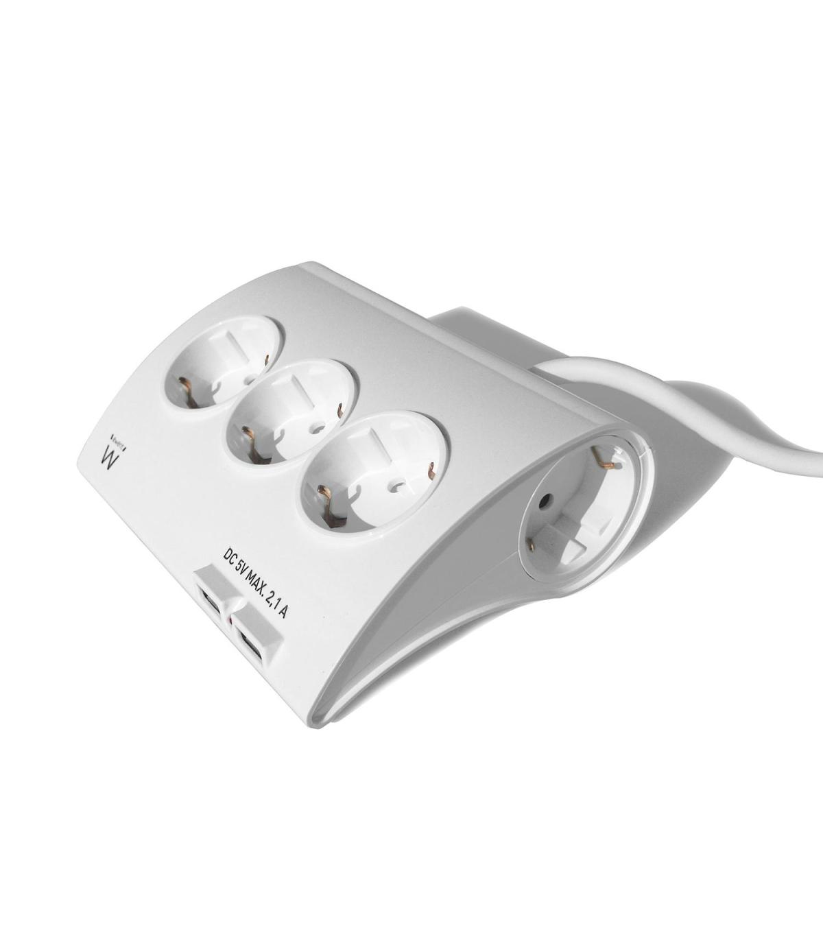 EWENT EW3935 Regleta 5 Schuko + 2 Usb 2.1A