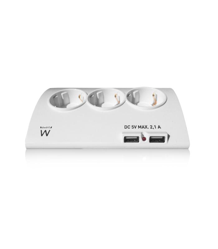 EWENT EW3935 Regleta 5 Schuko + 2 Usb 2.1A
