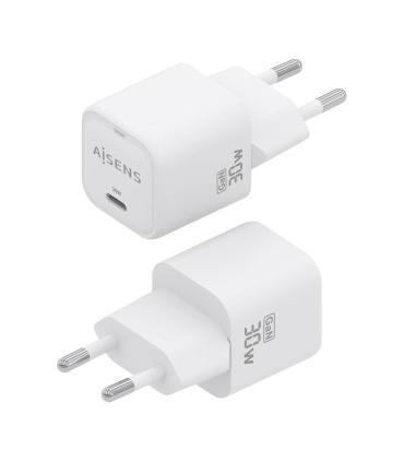 CARGADOR GaN 30W 1xUSB-C PD3.0 QC4.0 BLANCO AISENS ASCH-30W1P018-W