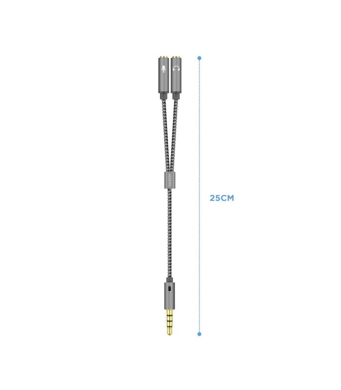 CABLE ADAPTADOR AISENS AUDIO JACK 3.5 4P M-2XJACK 3.5 3P H 25CM