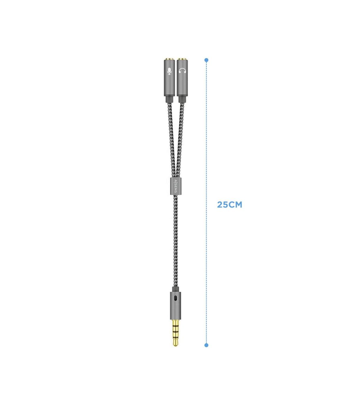 CABLE ADAPTADOR AISENS AUDIO JACK 3.5 4P M-2XJACK 3.5 3P H 25CM