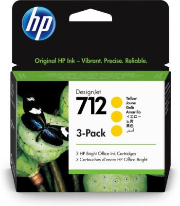 HP Paquete de 3 cartuchos de Tinta DesignJet 712 amarillo de 29 ml