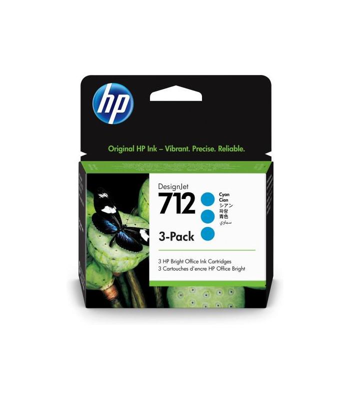 HP Paquete de 3 cartuchos de Tinta DesignJet 712 cian de 29 ml