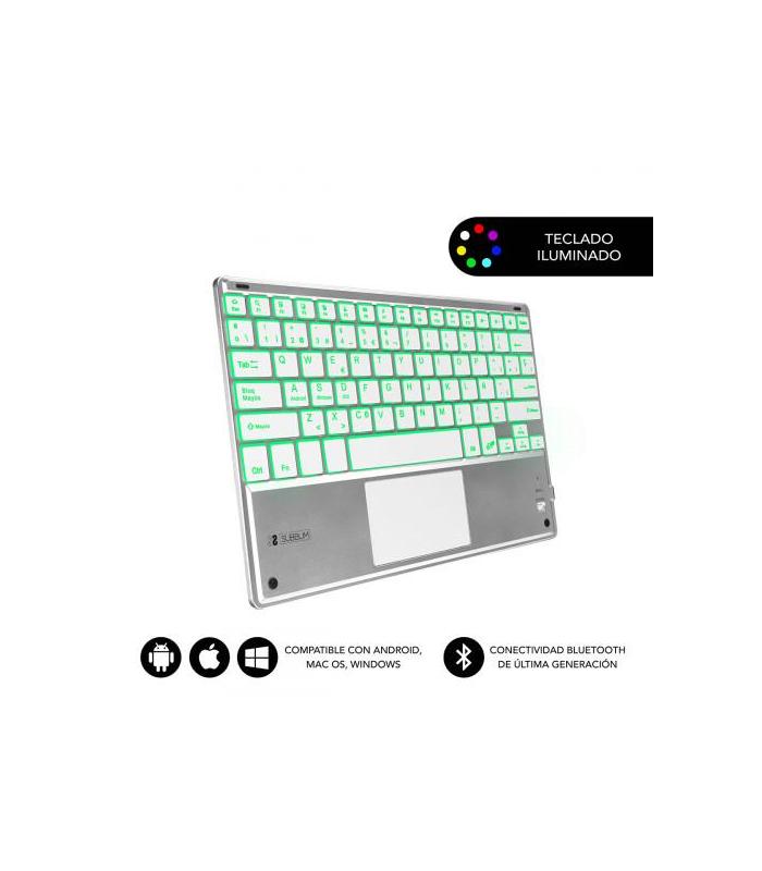 SUBBLIM Teclado Bluetooth Smart Backlit BT Keyboard Touchpad Silver
