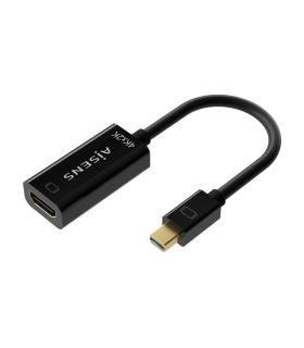 Cable Conversor Aisens A125-0643  Mini DisplayPort Macho - HDMI Hembra  Hasta 5W  2300Mbps  15cm  Negro