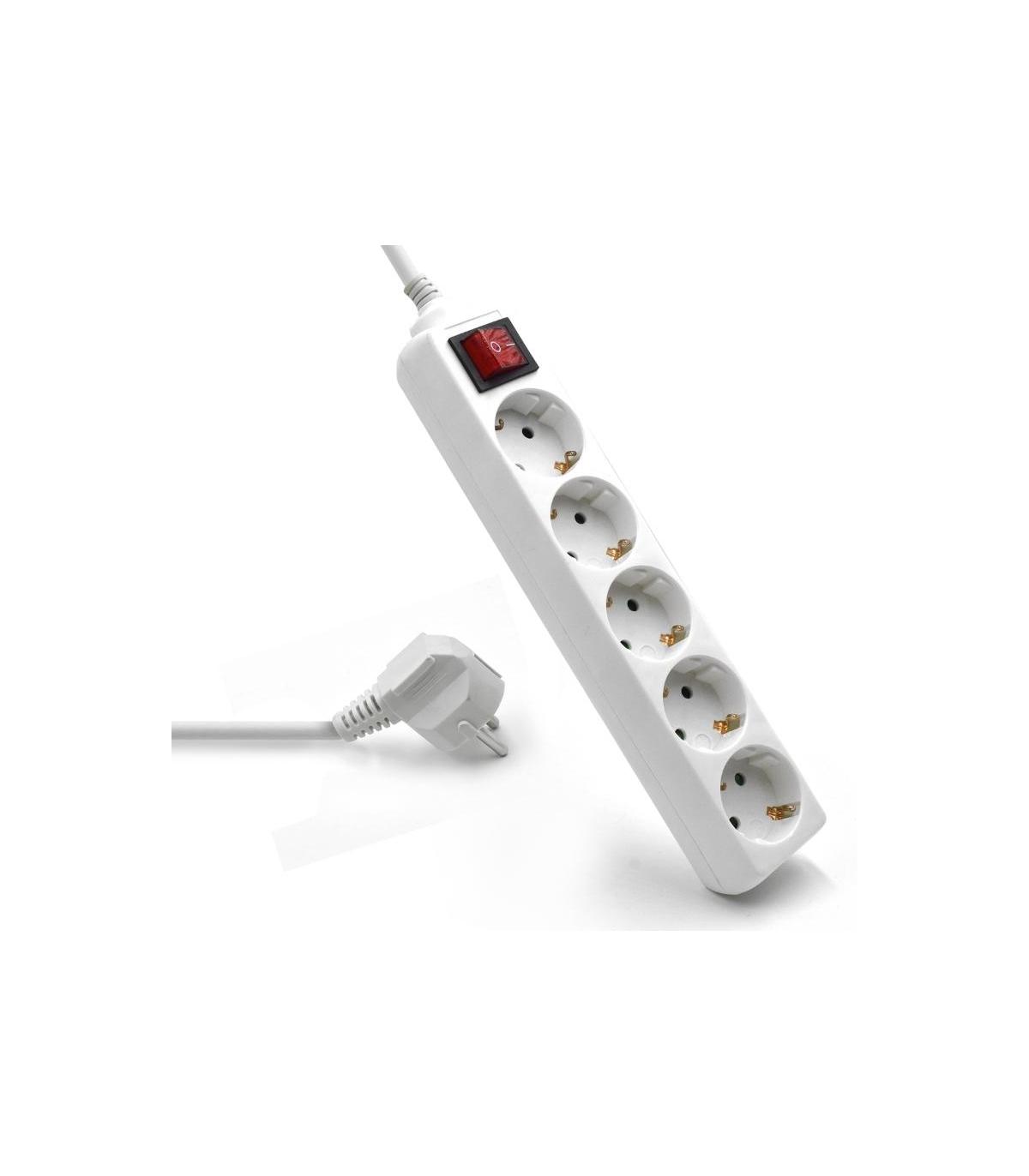 REGLETA EWENT 5 TOMAS SCHUKO 16A CON INTERRUPTOR BLANCA