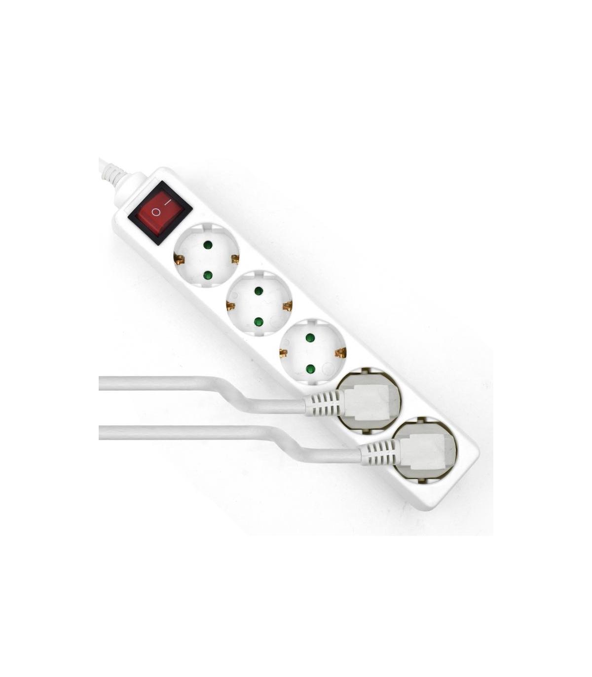 REGLETA EWENT 5 TOMAS SCHUKO 16A CON INTERRUPTOR BLANCA