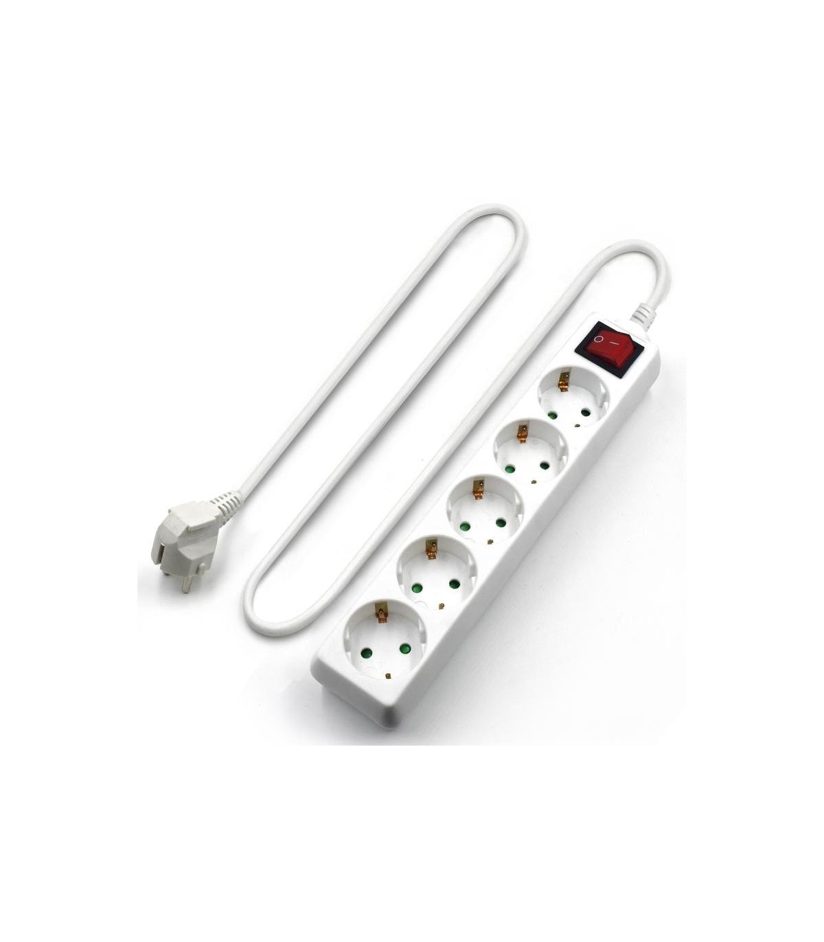 REGLETA EWENT 5 TOMAS SCHUKO 16A CON INTERRUPTOR BLANCA
