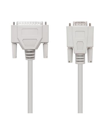 Cable Serie NULL Modem Nanocable 10.14.0802  DB9 Hembra - DB25 Macho  1.8m  Beige