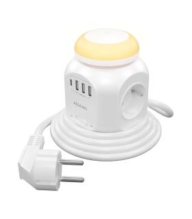 REGLETA ENCHUFES AISENS 4 TOMAS + 1XUSB-C 3XUSB-A LUZ NOCTURNA 1.8M BLANCO
