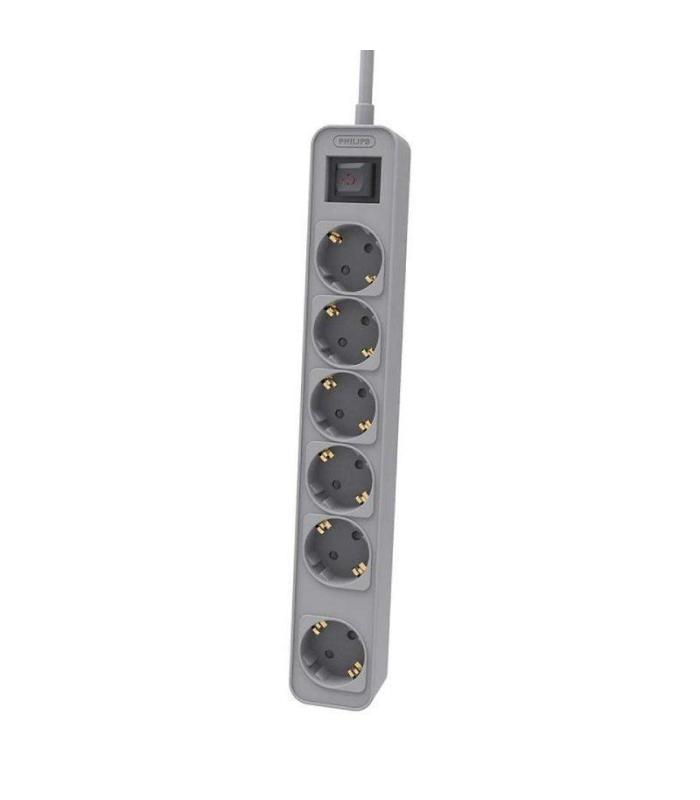 Regleta con Interruptor Philips CHP2164G/10/ 6 Tomas de corriente/ Cable 1.5m/ Gris