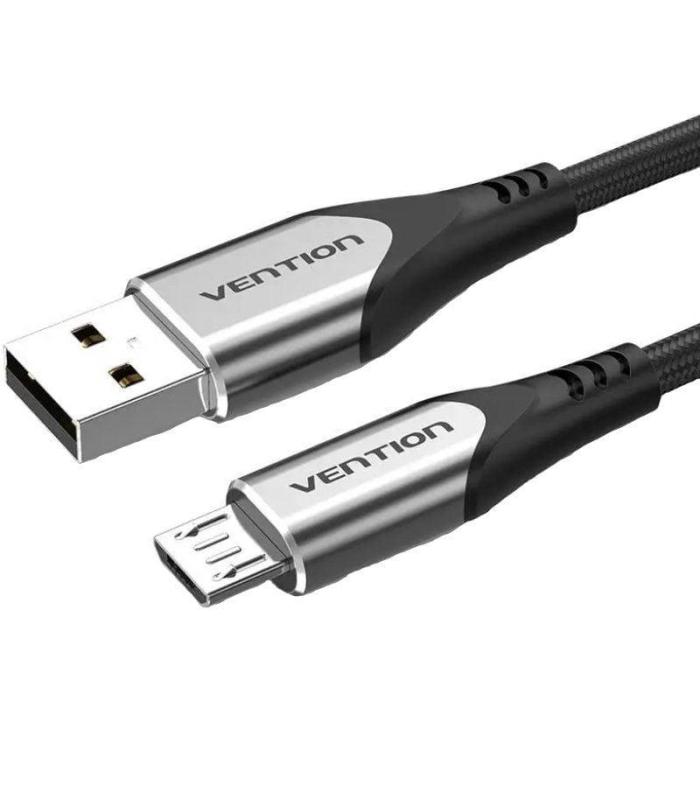 Cable USB 2.0 Vention COAHG/ USB Macho - MicroUSB Macho/ Hasta 60W/ 480Mbps/ 1.5m/ Gris