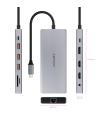 Docking Tipo-C Nanocable 10.16.4612  3xUSB  1xUSB Tipo-C  2xHDMI 4K  1xDisplayPort  1xRJ45  1xLector Tarjetas  1xJack 3.5  1xUSB