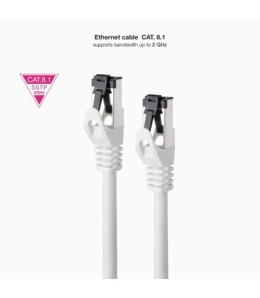 Cable De Red RJ45 SSTP Nanocable 10.20.2000-L25-W Cat.8.1  25cm  Blanco