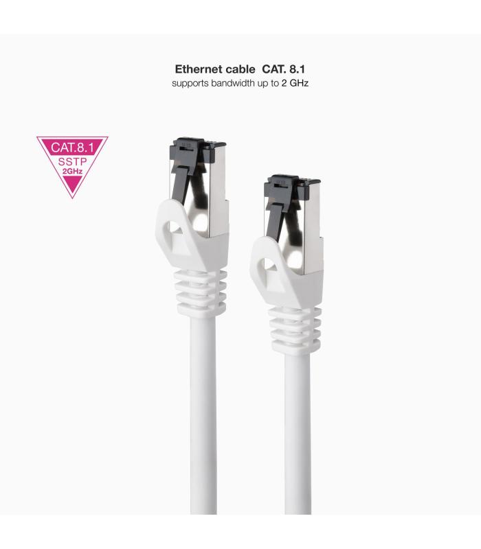 Cable De Red RJ45 SSTP Nanocable 10.20.2001-W Cat.8.1  1m  Blanco