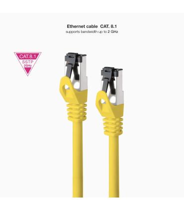 Cable De Red RJ45 SSTP Nanocable 10.20.2002-Y Cat.8.1  2m  Amarillo