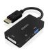 Cable Conversor Aisens A125-0861  DisplayPort Macho  VGA Hembra - DVI Hembra - HDMI 4K Hembra  15cm  Negro