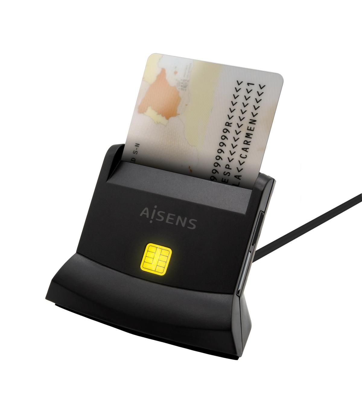 Lector De DNI Y Tarjetas Aisens ASCR-SN04CSD-BK  USB Tipo-C  Negro