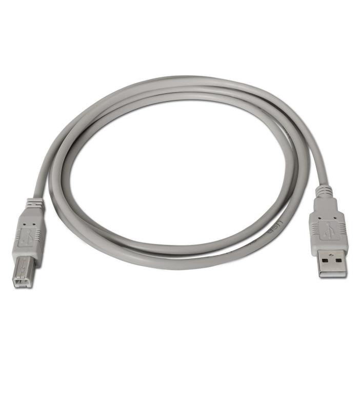 Cable USB 2.0 Impresora Aisens A101-0002  USB Tipo-B Macho - USB Macho  Hasta 2.5W  60Mbps  1.8m  Beige