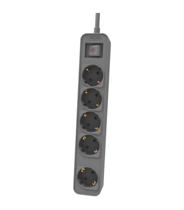 Regleta con Interruptor Philips CHP2154G/12 5 Tomas de corriente/ Cable 1.5m/ Gris