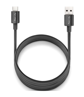 Cable USB 2.0 NGS ZYRO-AC/ USB Macho - USB Tipo-C Macho/ Hasta 15W/ 480Mbps/ 1m/ Negro
