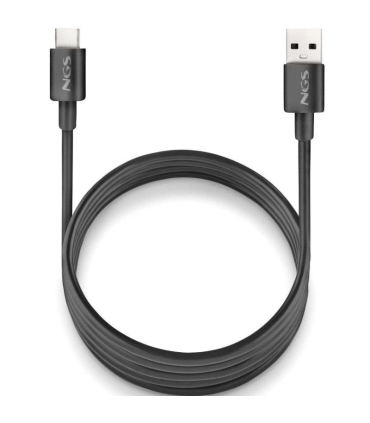 Cable USB 2.0 NGS ZYRO-AC/ USB Macho - USB Tipo-C Macho/ Hasta 15W/ 480Mbps/ 1m/ Negro