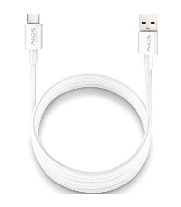 Cable USB 2.0 NGS ZYRO-AC/ USB Macho - USB Tipo-C Macho/ Hasta 15W/ 480Mbps/ 1m/ Blanco