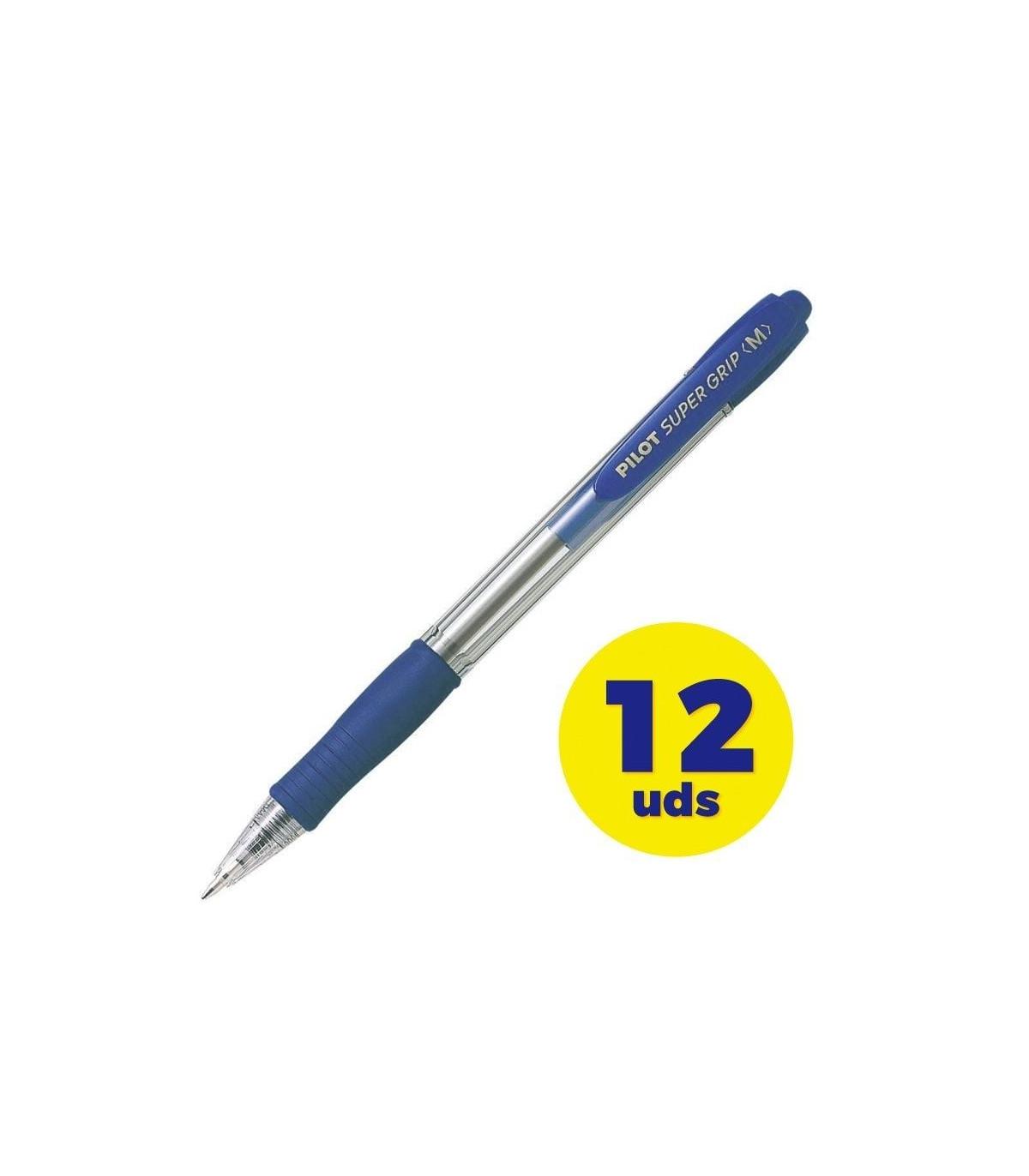 Caja de Bolgrafos de Tinta de Aceite Retrctil Pilot Super Grip M/ 12 unidades/ Azules