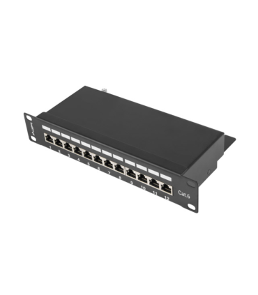 PATCH PANEL LANBERG 12 PUERTOS 1U 10\" CAT.6 BLINDADO NEGRO