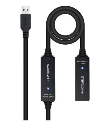 Nanocable Cable USB 3.0 Prolongador Con Amplificador, Tipo A M-A H, 15m