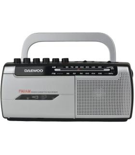 Radio Cassete Daewoo DW1107/ con Cable/ a Pilas/ Negra y Plateada