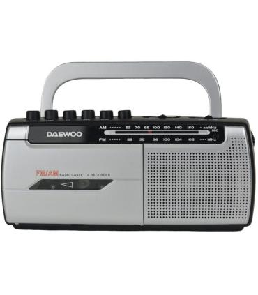 Radio Cassete Daewoo DW1107/ con Cable/ a Pilas/ Negra y Plateada