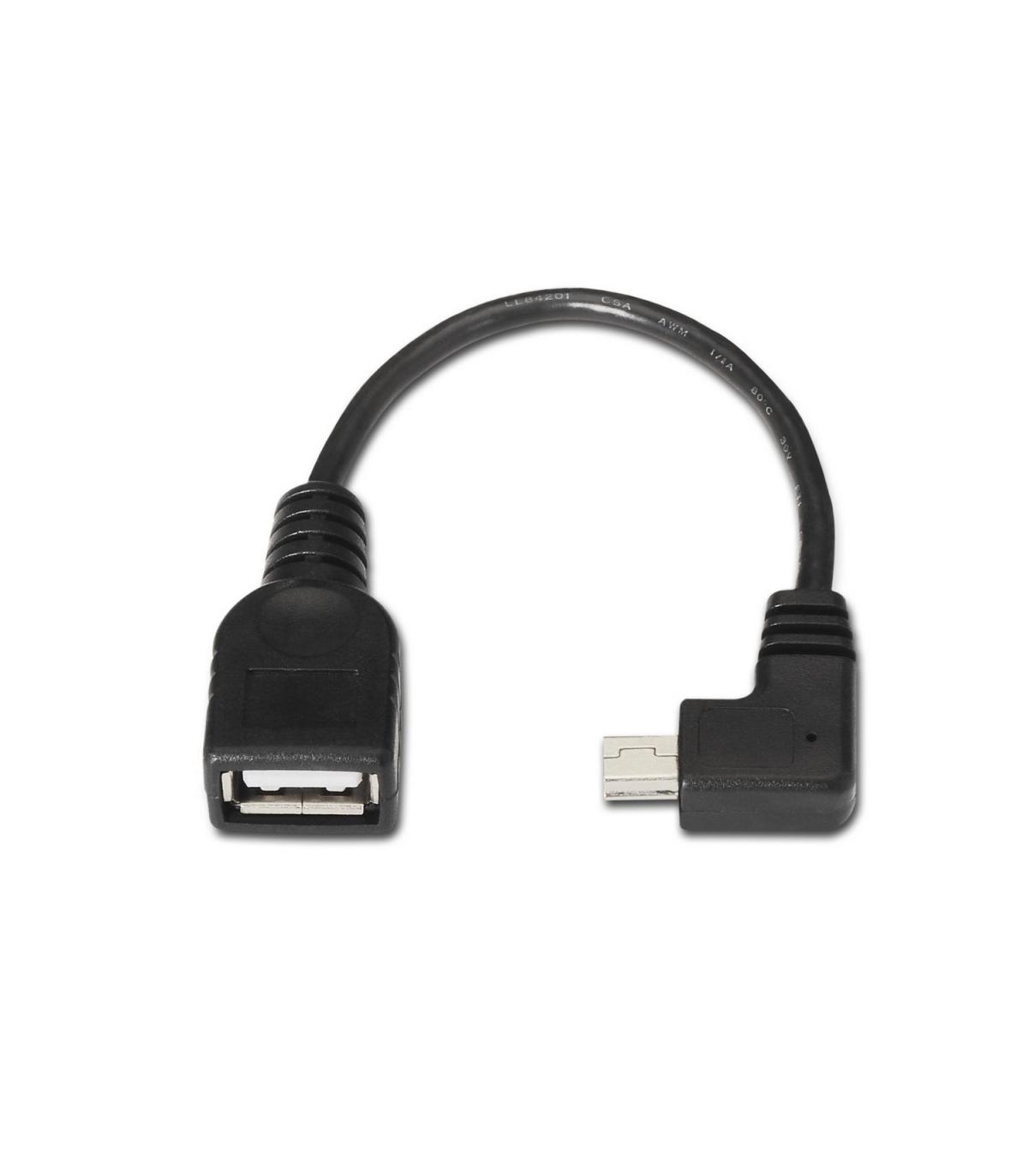 CABLE AISENS USB 2.0 OTG ACODADO TIPO MINI B M-A H NEGRO 15CM
