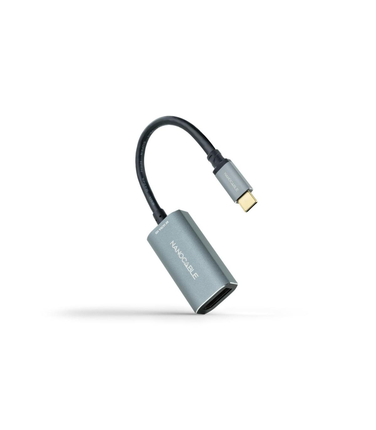 Nanocable Conversor USB-C A DisplayPort 8K Aluminio, 15 Cm, Gris