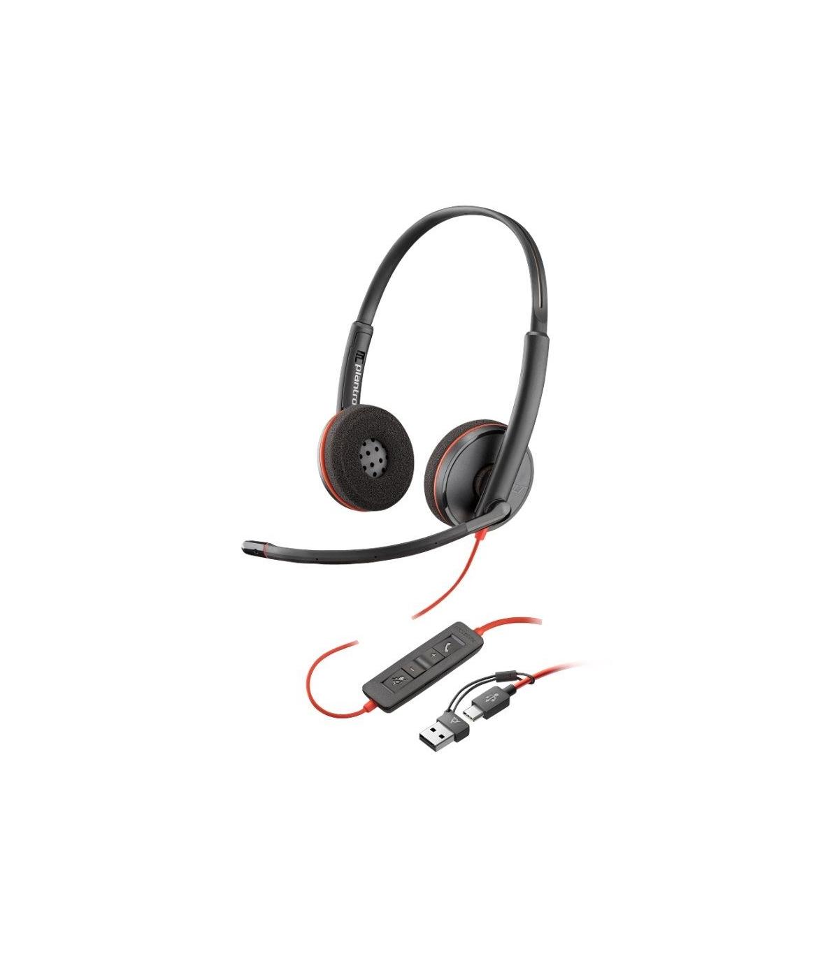 Auriculares Poly Blackwire 3220 + Adaptador USB-C/A/ con Micrfono/ USB Tipo-C/ Bulk/ Negros